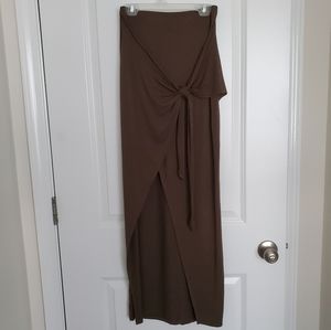 Francescas Green High-waisted Skirt with Slit